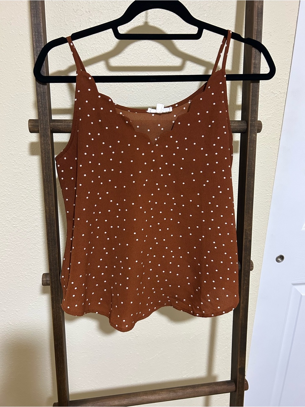 Women’s Polka Dot Rust Brown Spaghetti Strap Camisole
